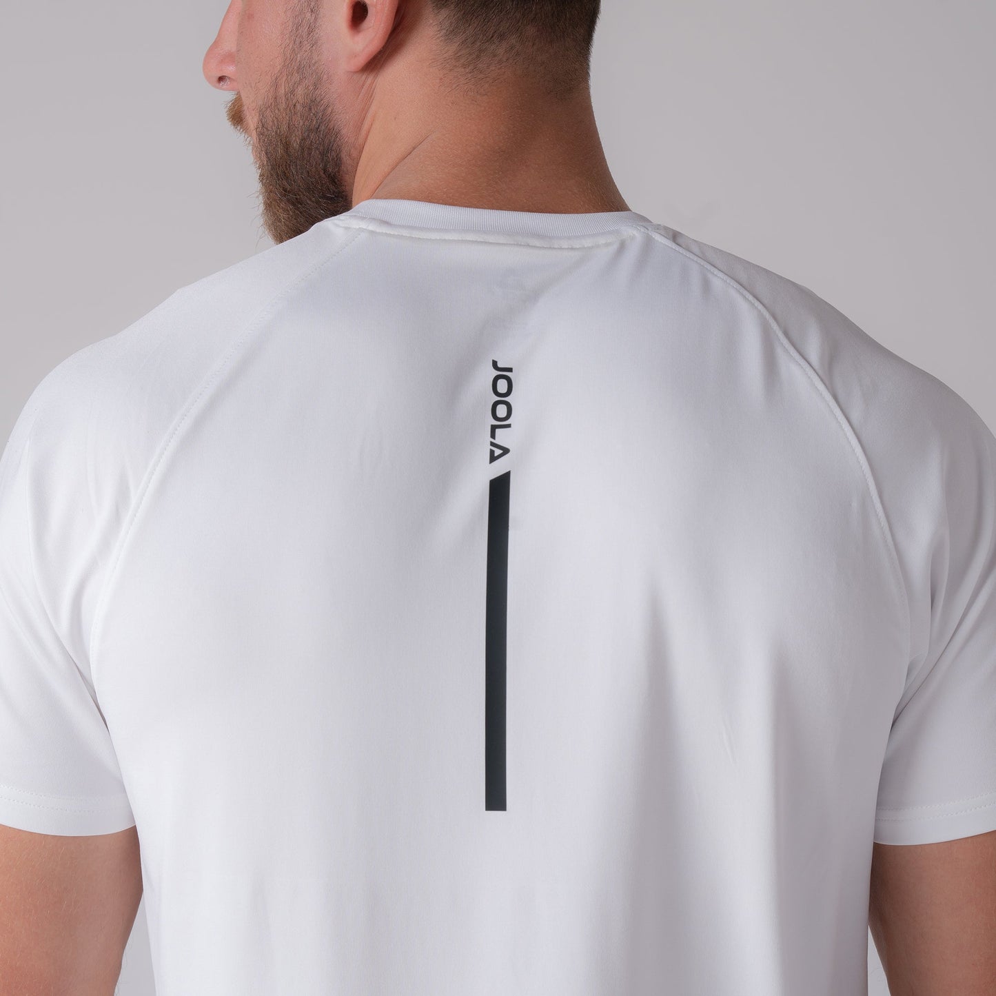 Joola Mens Court Short Sleeve Fall Performance Shirt in white, front view hero shot