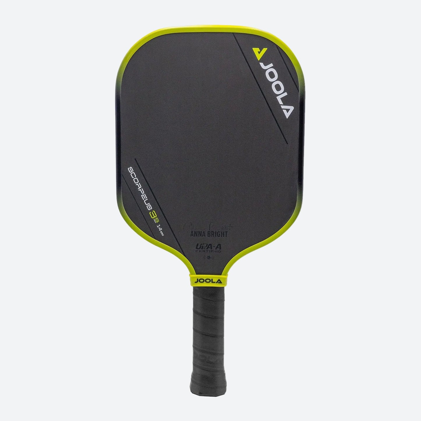 Joola Scorpeus Pro IV Anna Bright 14mm pickleball paddle front view display