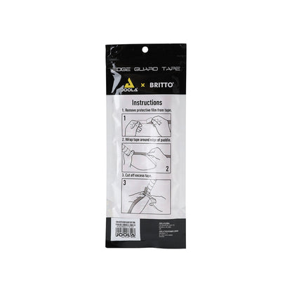 White background image, the backside of a package of JOOLA X BRITTO Pickleball edge guard tape, pink.