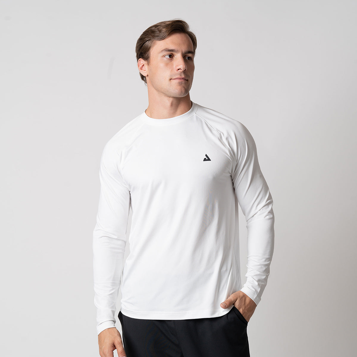 Joola Mens Court Long Sleeve Performance Shirt white front view