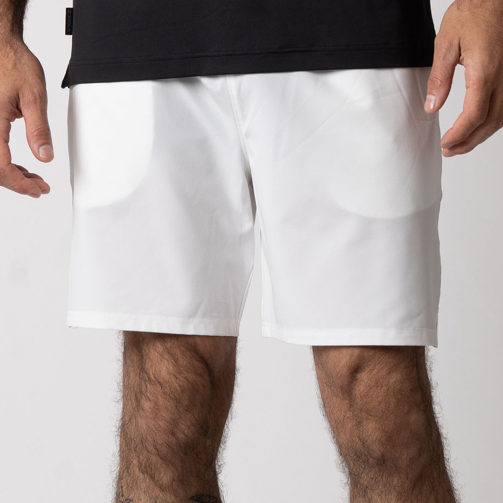 Joola Mens Woven Shorts 7 in white, front view on model