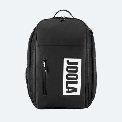 White background, product image of the JOOLA Vision II Backpack, Black with white JOOLA word mark logo.