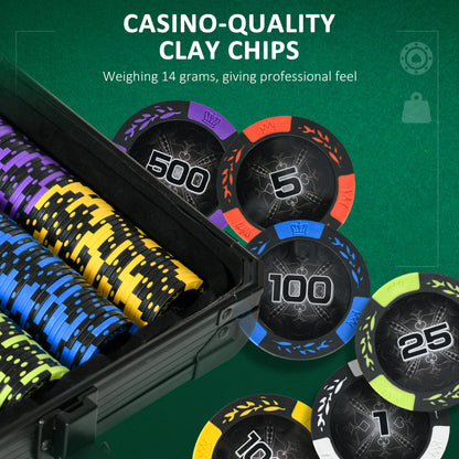 Poker Chip Set – 500-Piece Clay Chips w/ Aluminum Case & Cards