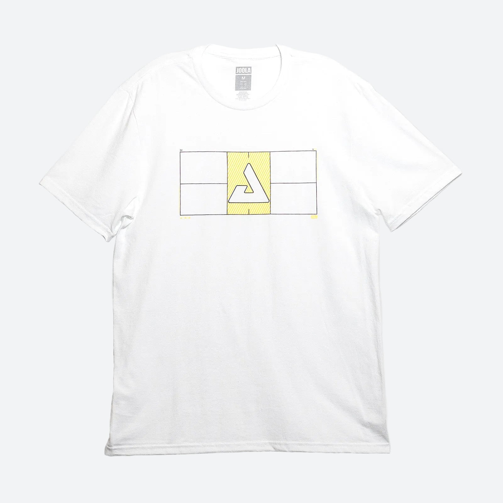 White background, product image of a  white JOOLA Pro IV Court Short Sleeve Graphic Tee.