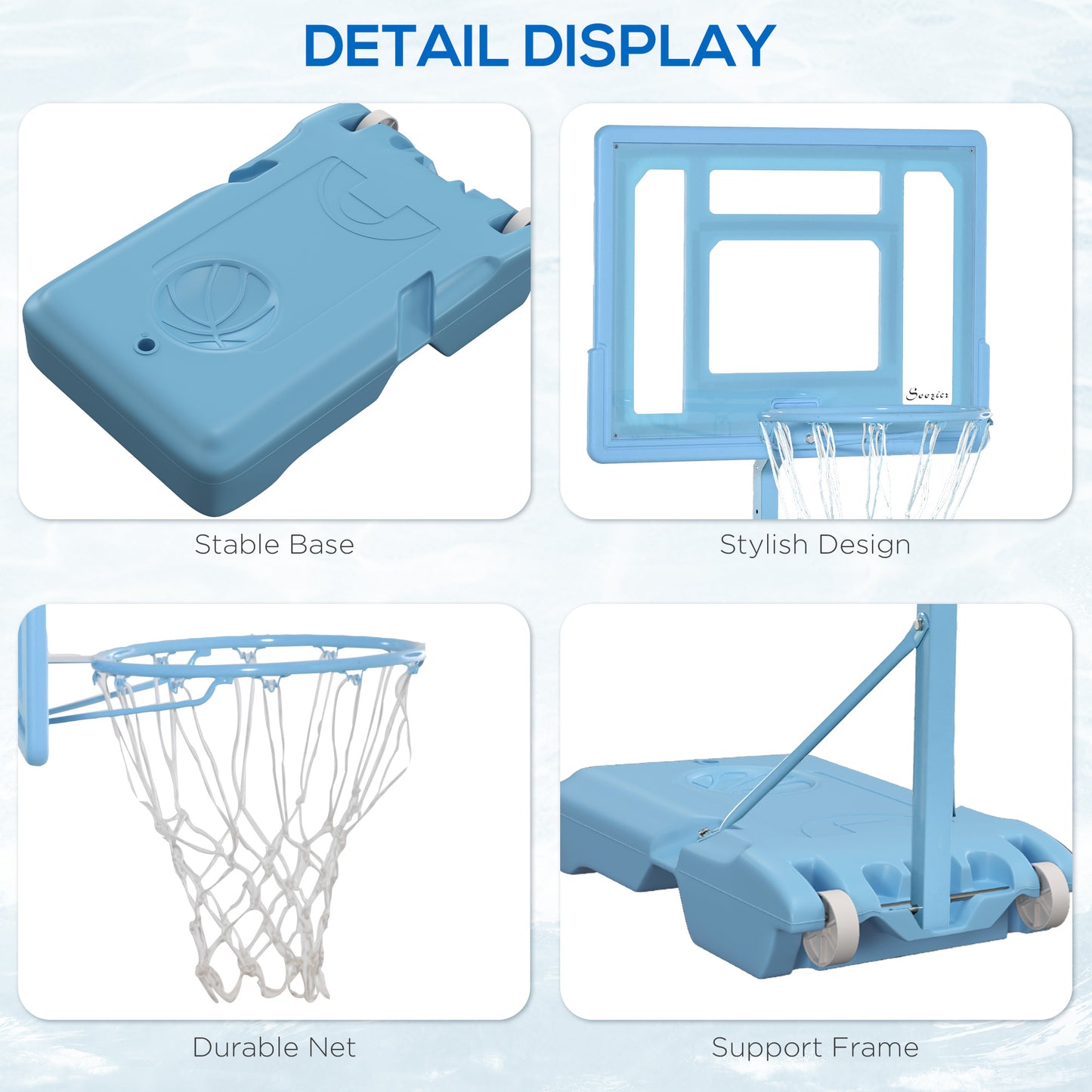 Poolside Basketball Hoop Stand – Adjustable Height, Fillable Base