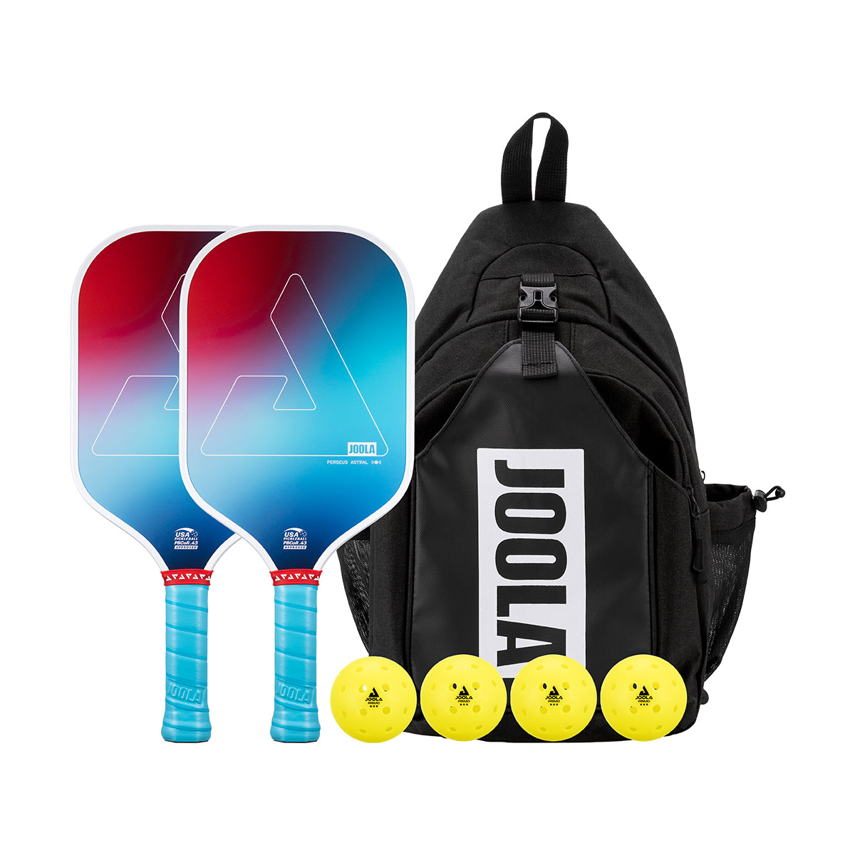 Joola Astral Pickleball Pack premium ball set displaying three yellow pickleballs