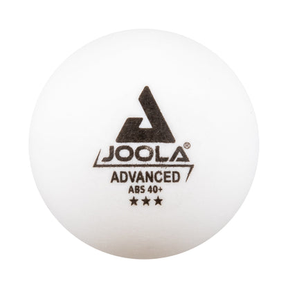 White background, product image of a white JOOLA Advanced ABS 40+ three star JOOLA Table tennis ball.