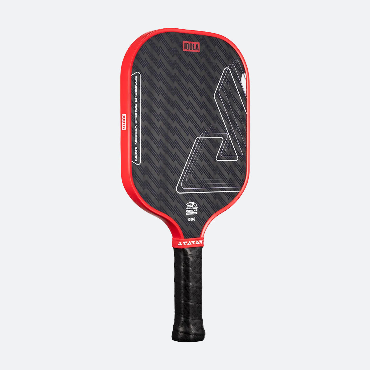 White background, product image of the Scorpeus Double Vision pickleball paddle.