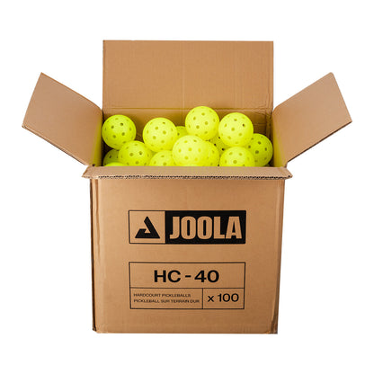 White background, product image of a box of 100 HC-40 pickleballs.