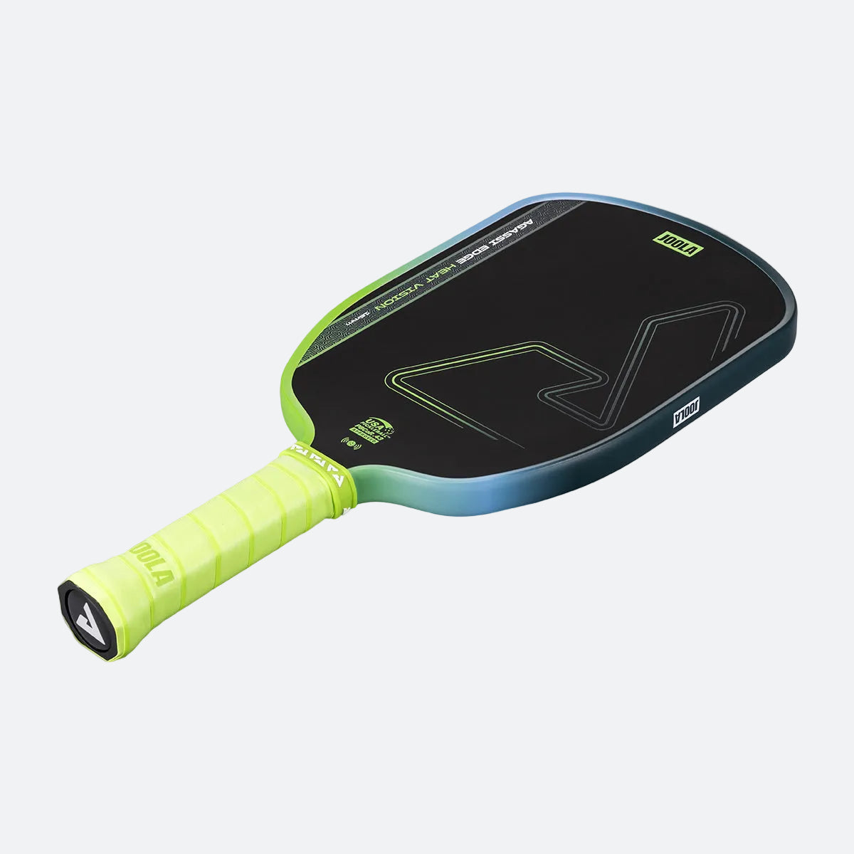 Angled view of the JOOLA Agassi Heat Vision pickleball paddle.