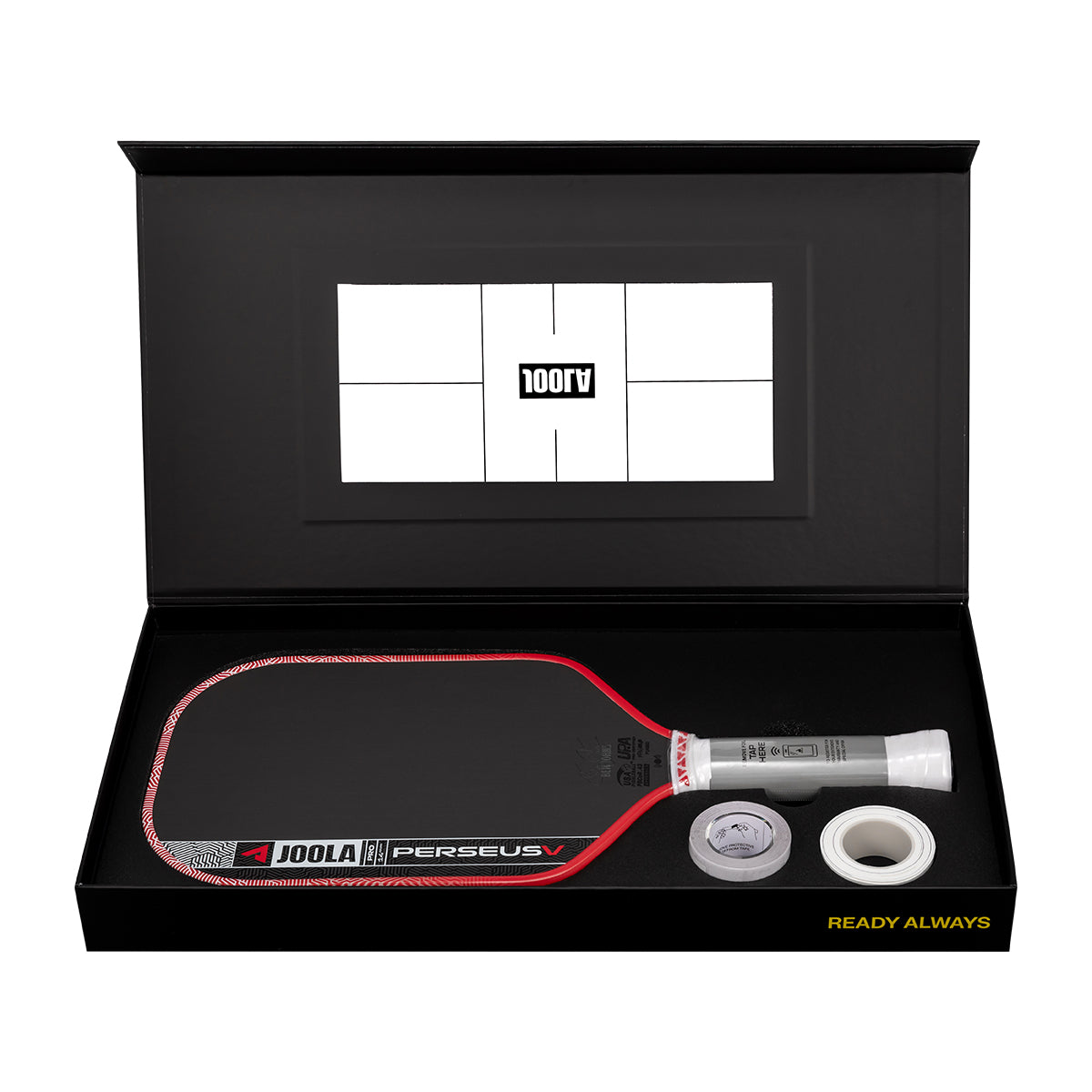 Joola Perseus Pro V Pickleball Paddle in red and black hero shot showing paddle face and grip design