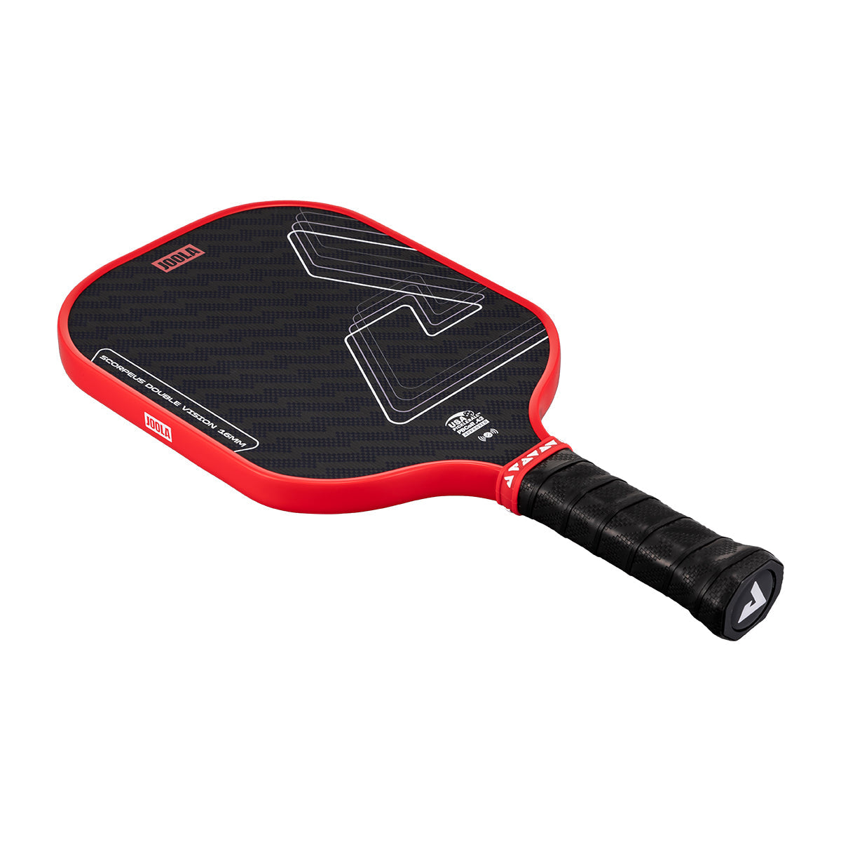 White background, product image of the Scorpeus Double Vision pickleball paddle.