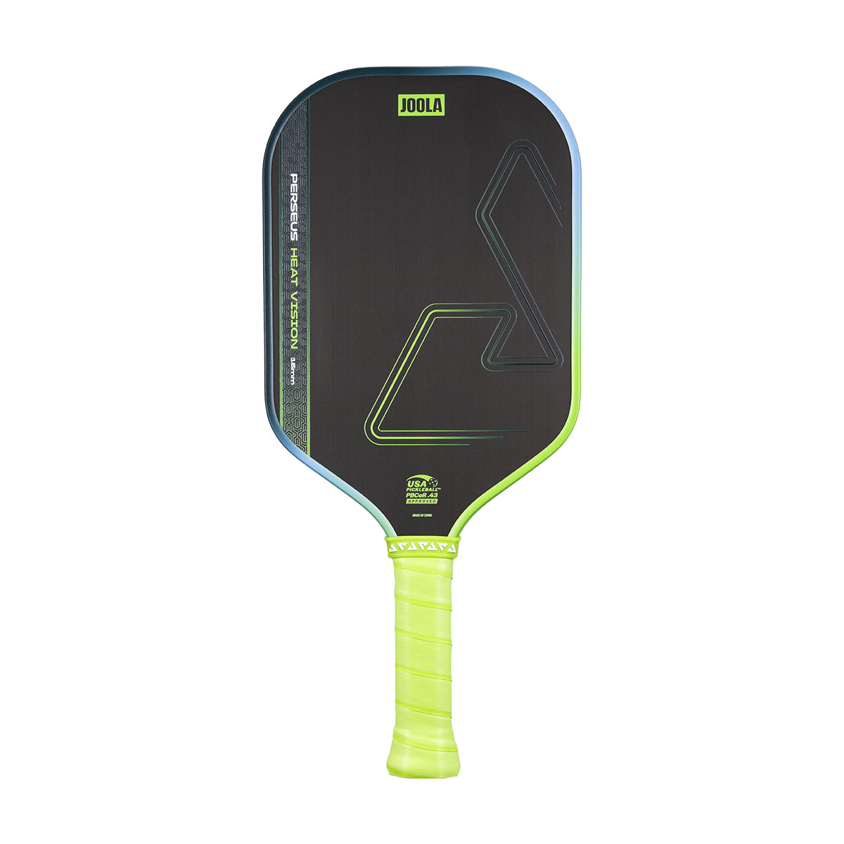 White background, image of the Perseus Heat Vision pickleball paddle.