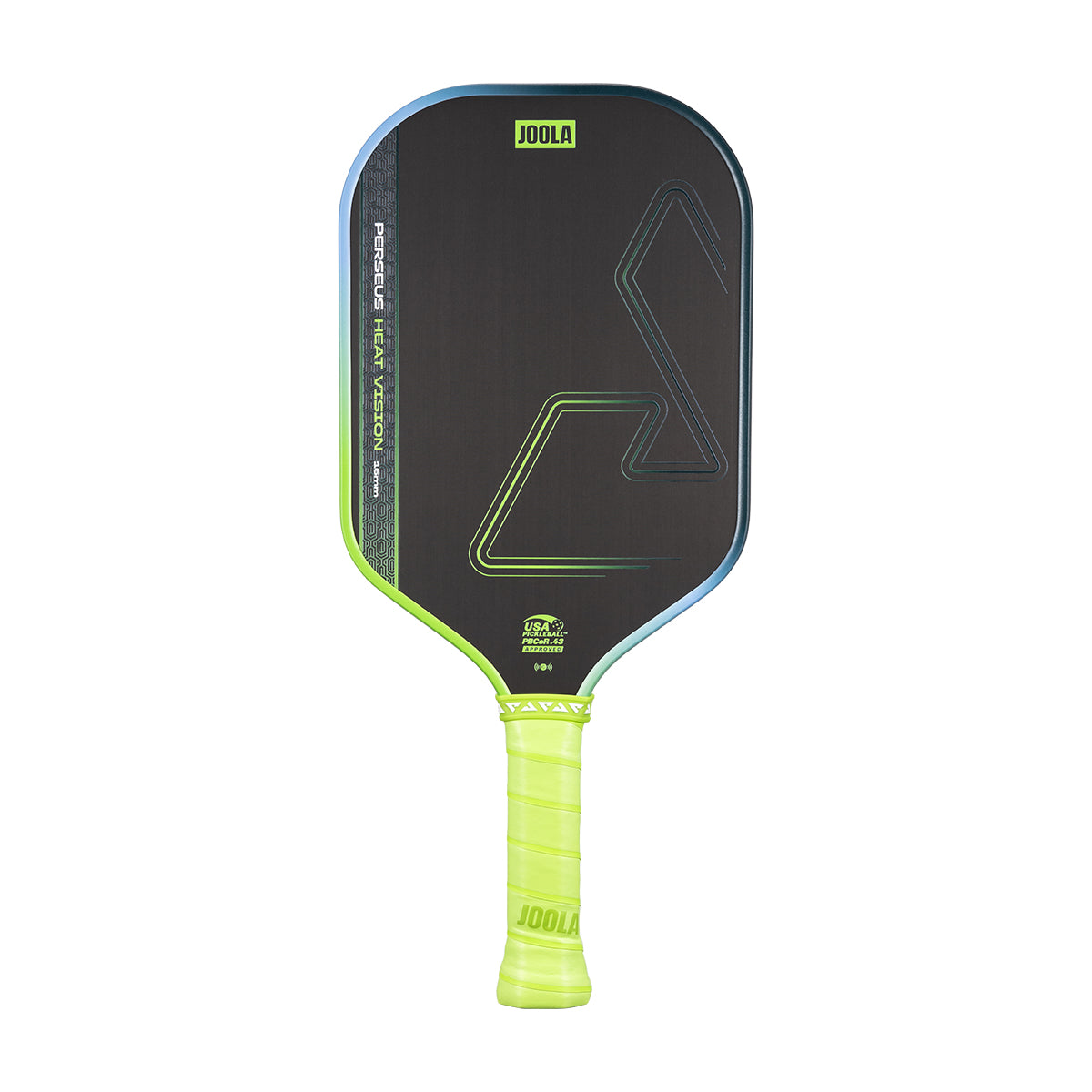 White background, product image of a JOOLA Perseus Heat Vision pickleball paddle.