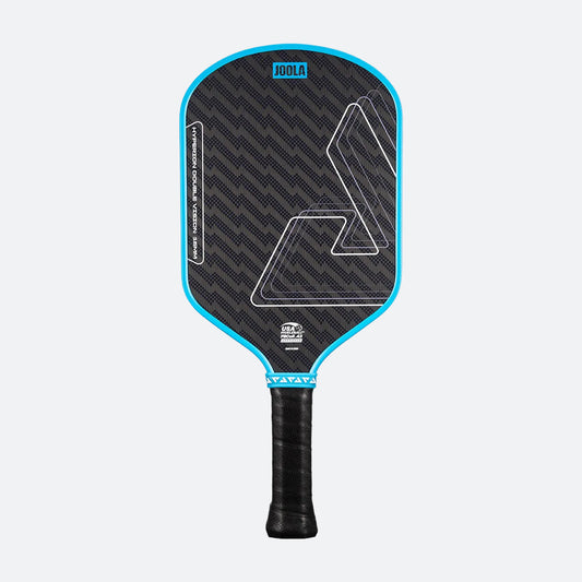 White background, product photo of the JOOLA Hyperion Double Vision pickleball paddle.