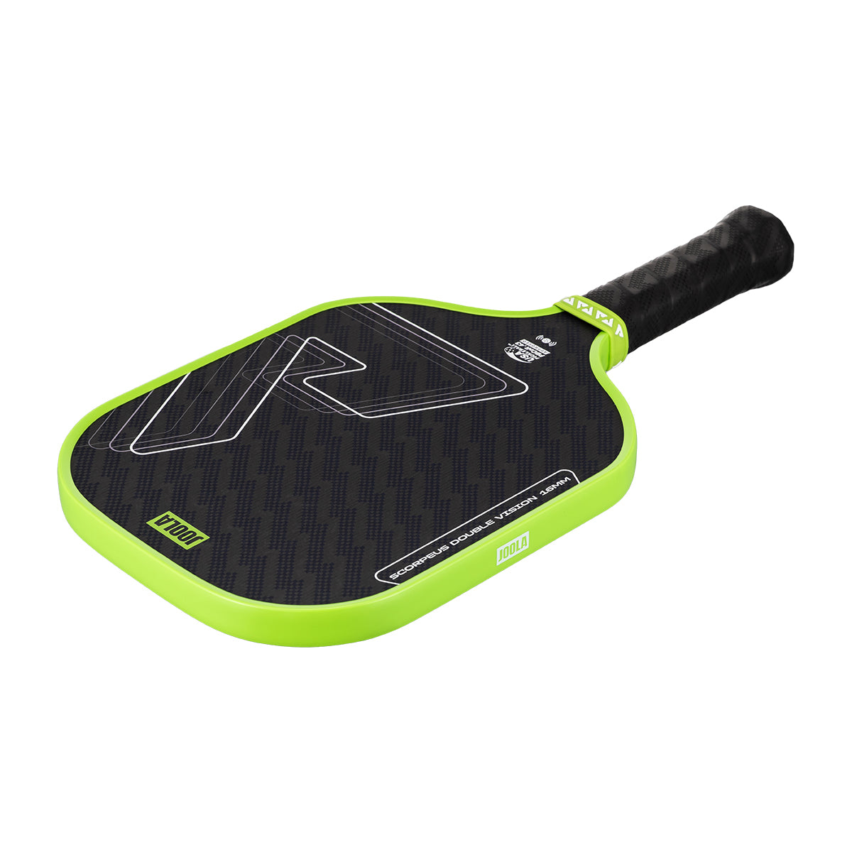 White background, product image of the Scorpeus Double Vision pickleball paddle.