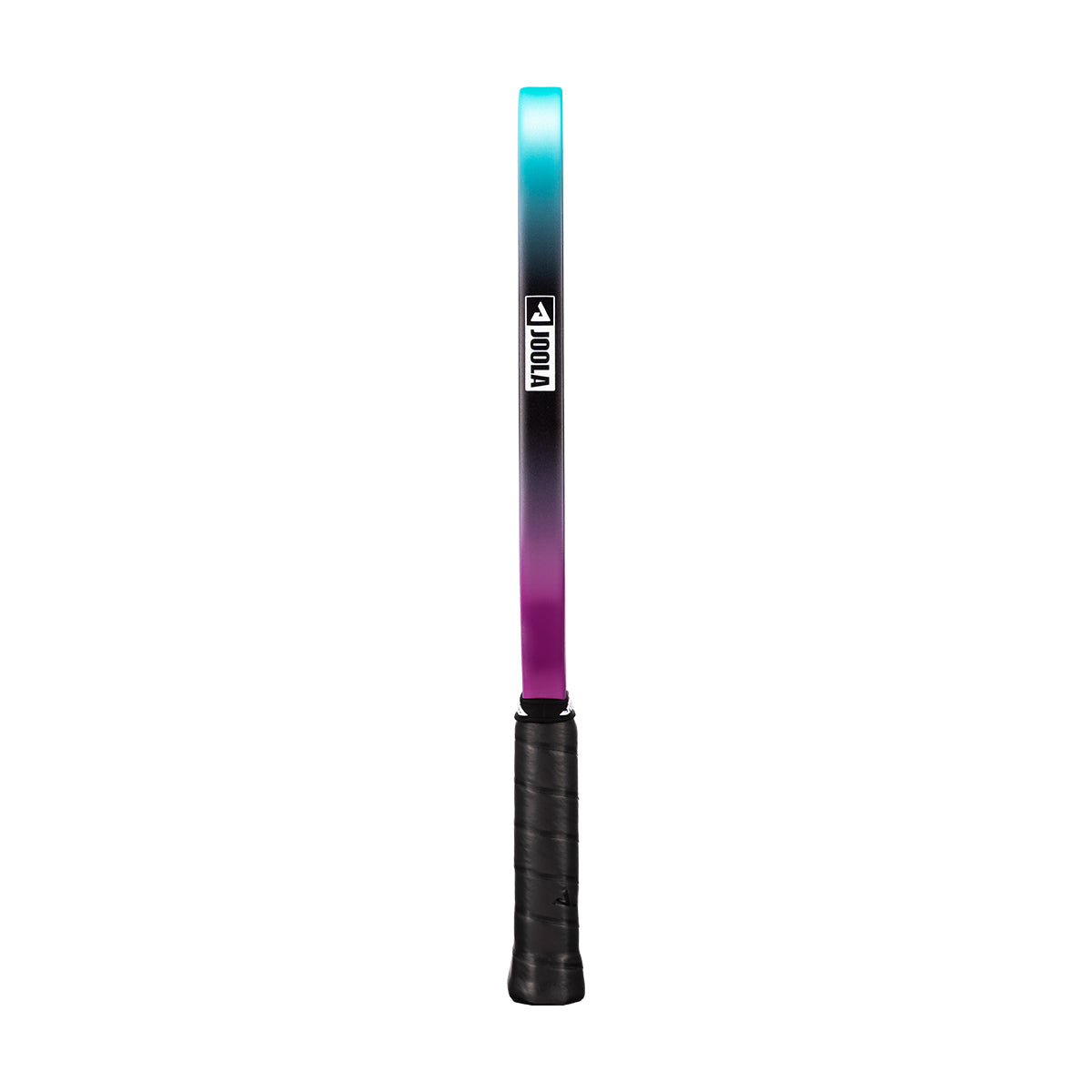 White background, image of a blue and purple gradian colored edge gaurd on a JOOLA 3S Dual pickleball paddle.