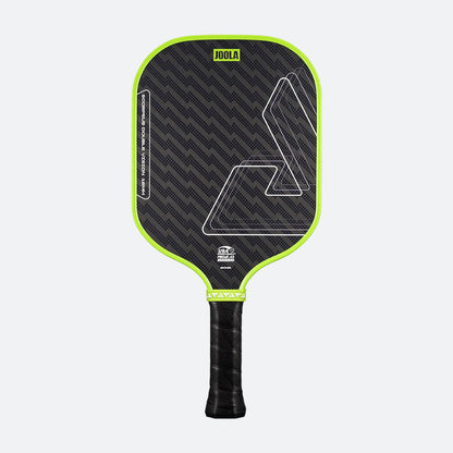 White background, image of a Green JOOLA Scorpeus Double Vision pickleball paddle.