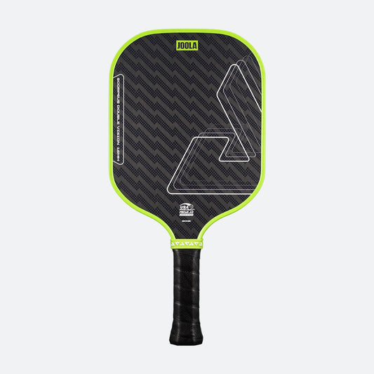 White background, image of a Green JOOLA Scorpeus Double Vision pickleball paddle.