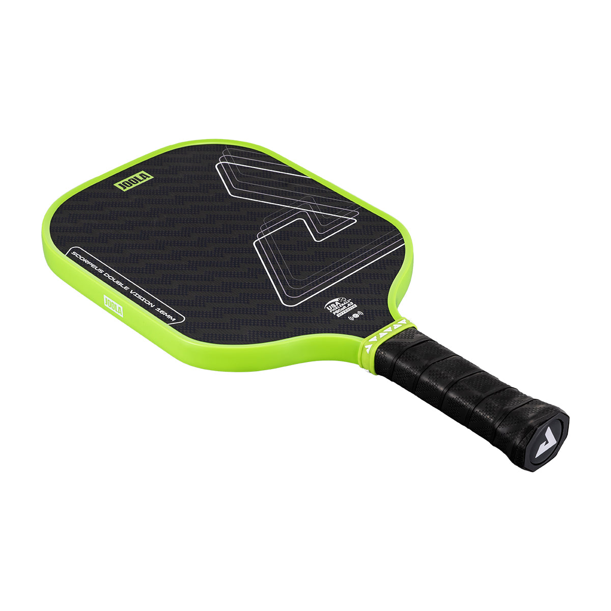 White background, angled product image of the Scorpeus Double Vision pickleball paddle.