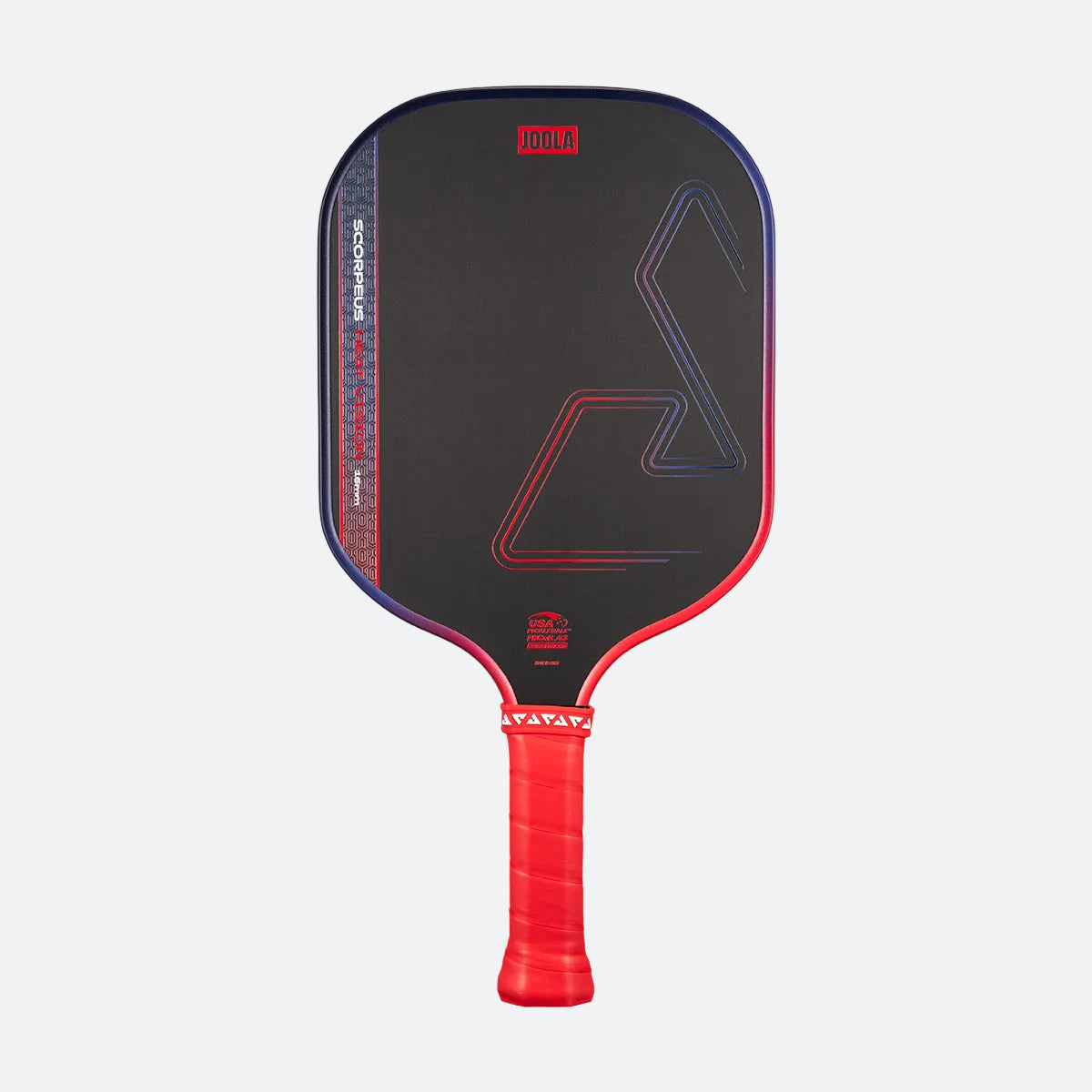 White background, product image of a JOOLA Scorpeus Heat Vision pickleball paddle.