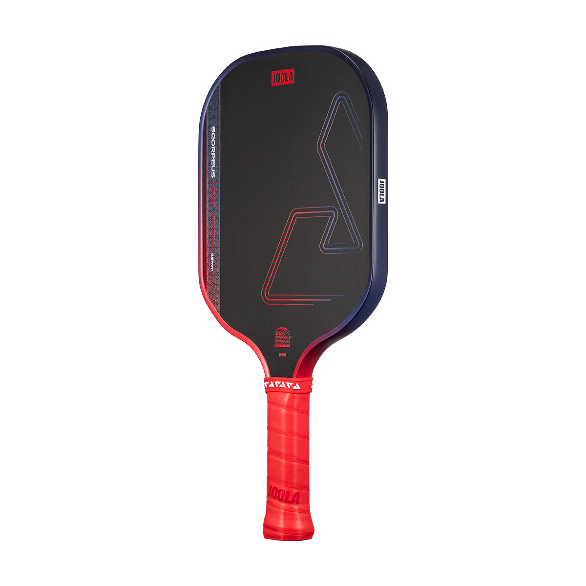 White background, product image of a JOOLA Scorpeus Heat Vision pickleball paddle.