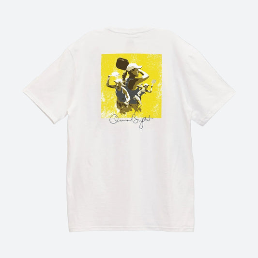Gray background, product image of the JOOLA Anna Bright Illustrated Graphic Tee.