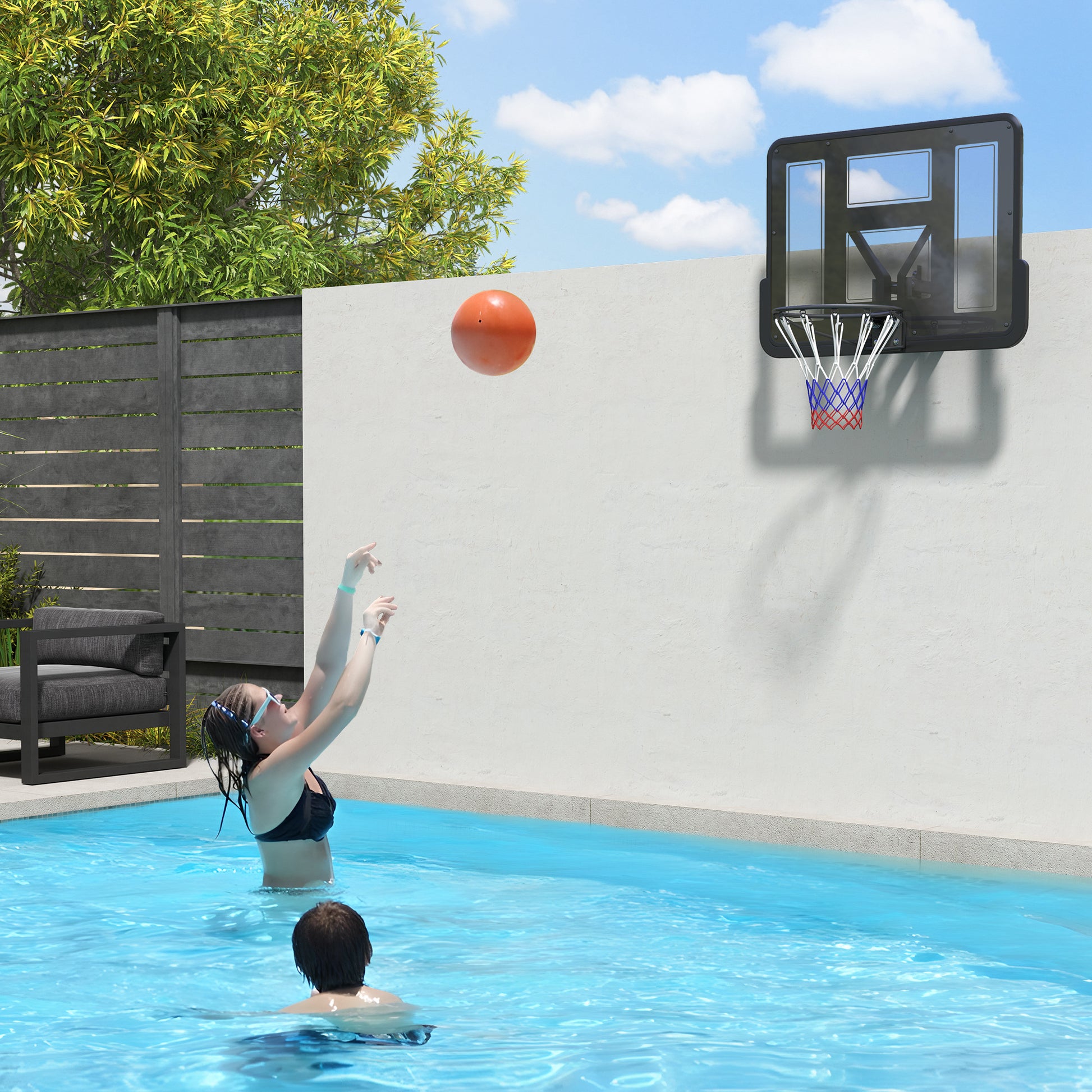 Wall-Mounted Basketball Hoop with 43" Shatterproof Backboard