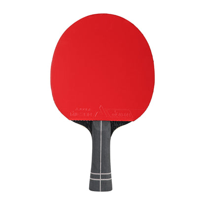 White background, JOOLA Infinity Z Carbon Table Tennis Racket with a red surface and a black, gray and red handle.