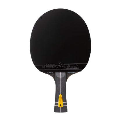 White background, black JOOLA Infinity Carbon Table Tennis Racket.