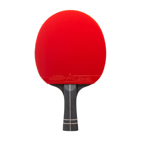White background, JOOLA Infinity Carbon Table Tennis Racket with a Red surface.