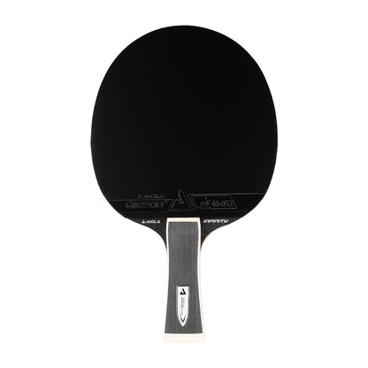 White background, JOOLA table tennis racket with a black surface.