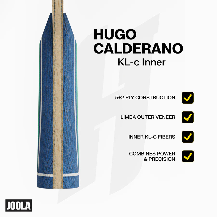 Inforgraphic image of the Hugo Calderano KL-c inner table tennis blade.