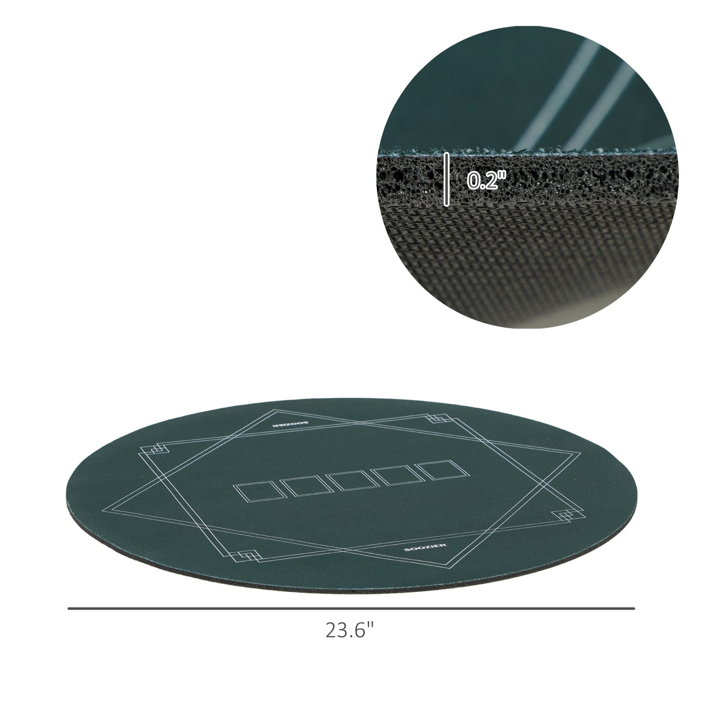 Poker Table Mat - Folding Texas Hold'em Topper, Dark Green