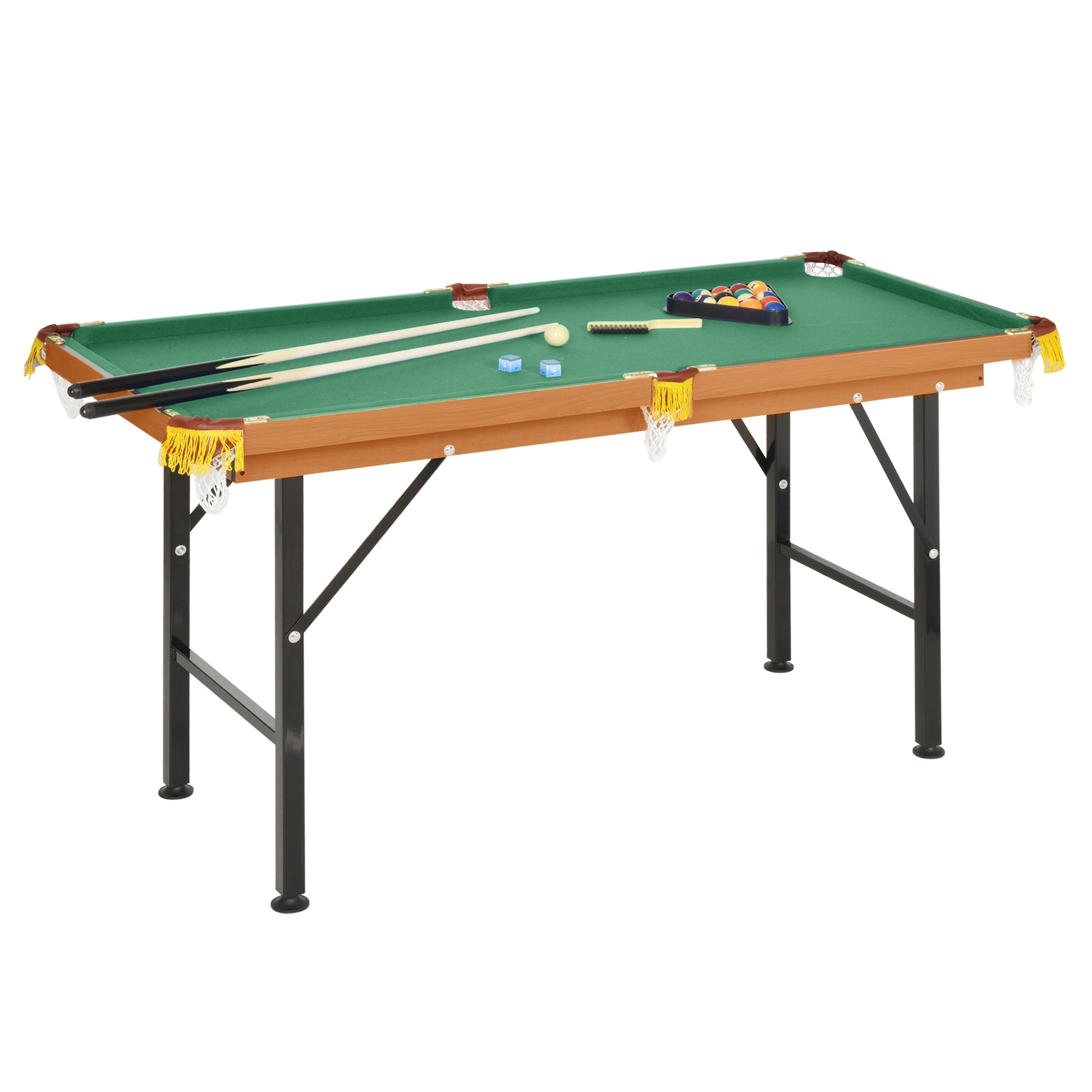 Folding Mini Pool Table with Cues, Balls & Rack – 55"