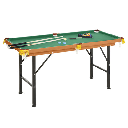 Folding Mini Pool Table with Cues, Balls & Rack – 55"