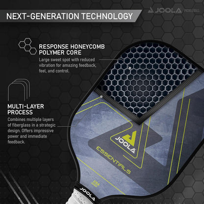 Inforgraphic showing the next-generation technology in the Essentials pickleball paddle.
