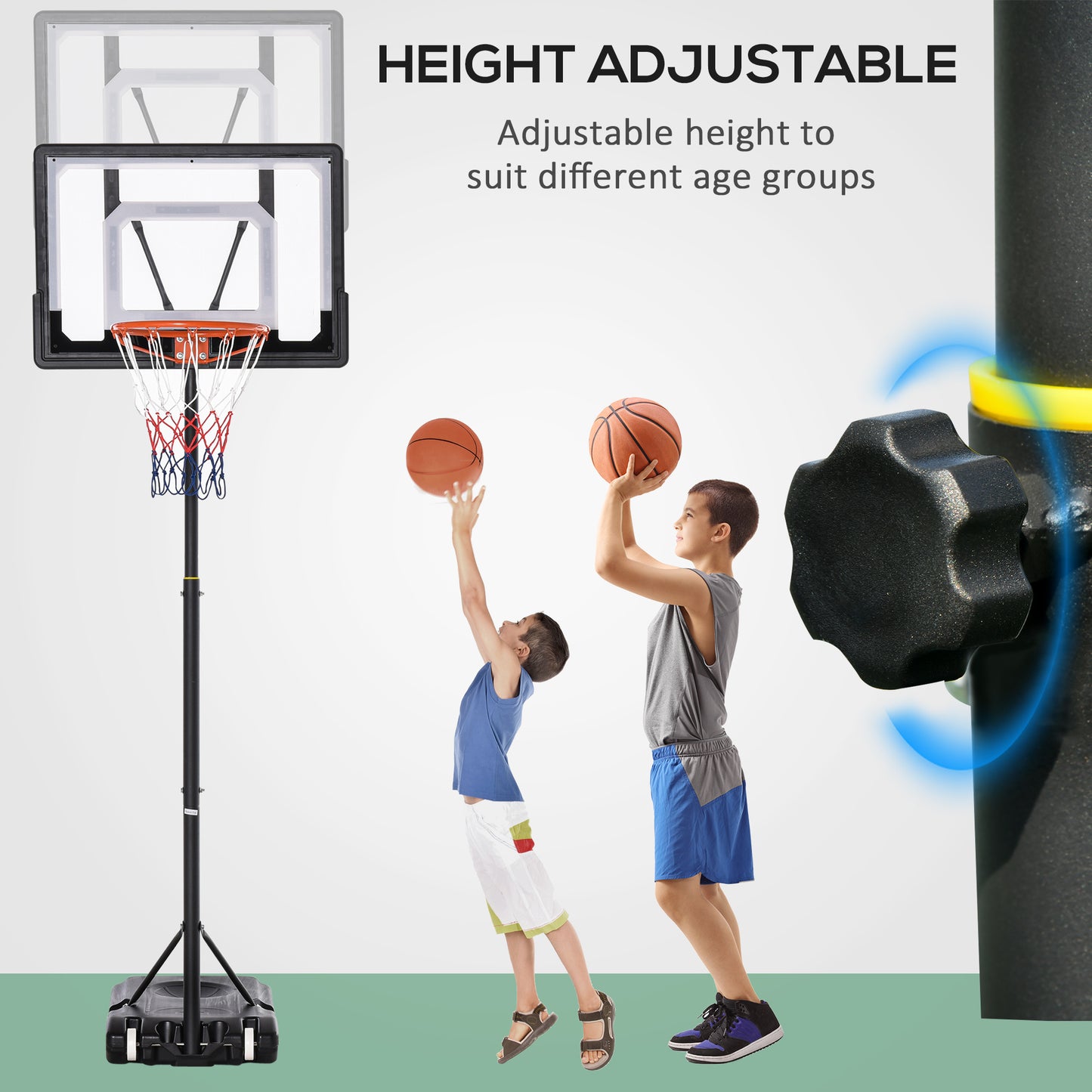 Portable Basketball Hoop System - Adjustable 5FT-7FT, 33in Backboard