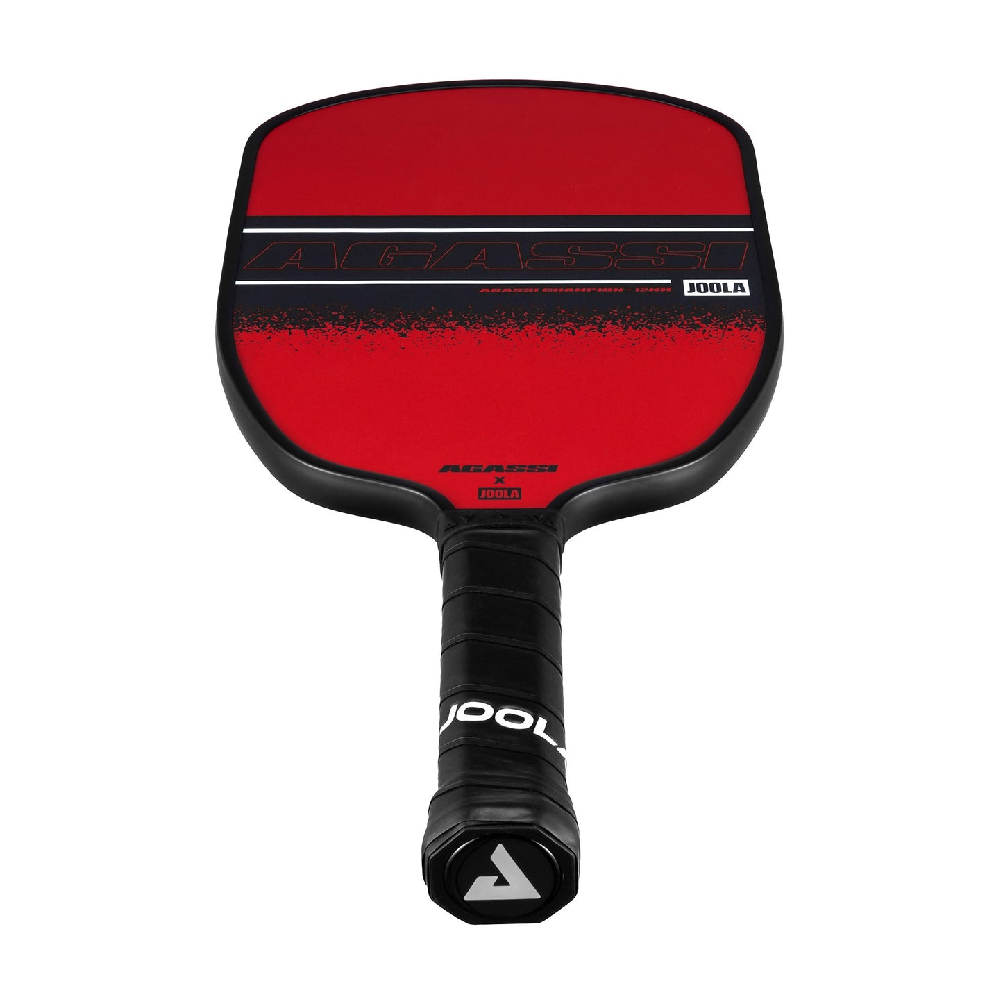 White background, straight on view of the Agassi x JOOLA Agassi Champion pickleball paddle.