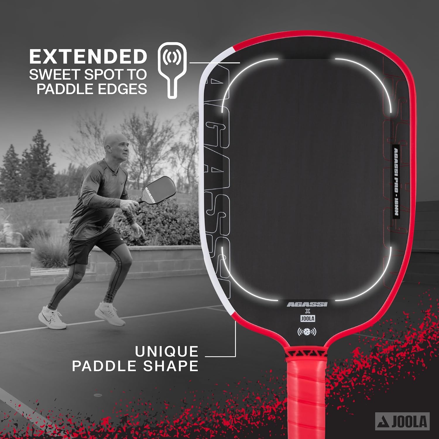 Joola Agassi Pro 16mm Pickleball Paddle technical features and specifications overview