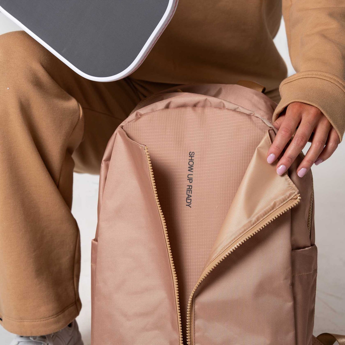 Joola Everyday Backpack for Table Tennis & Pickleball in latte color, front hero shot