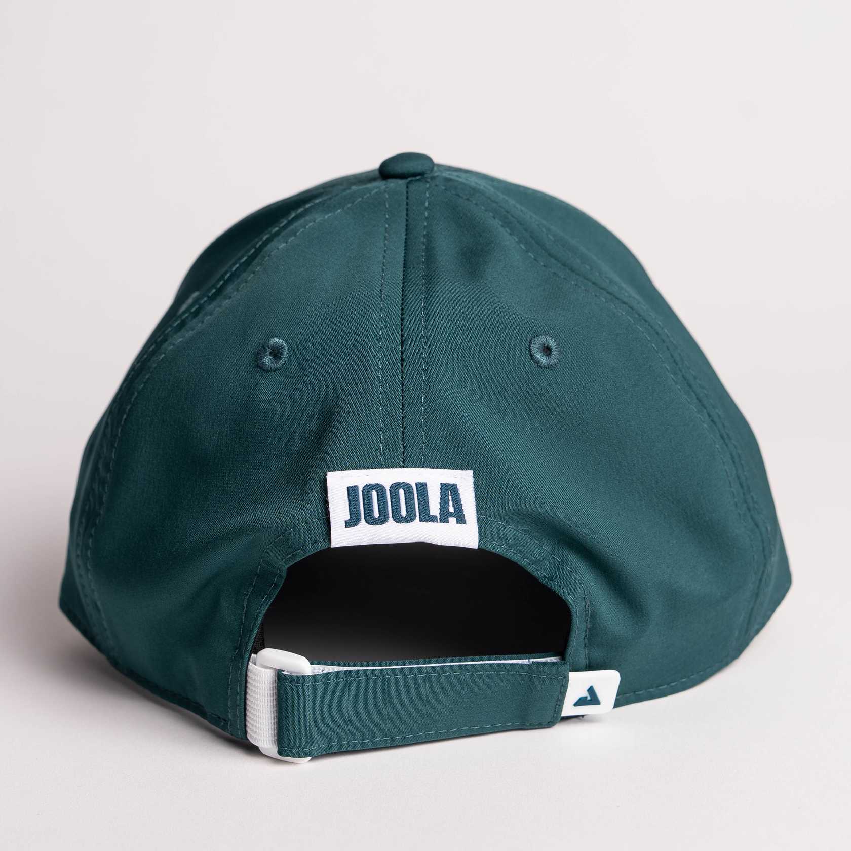 White background, image showing the back of a JOOLA Essential Cap, Club Green.