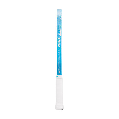 White background, image of the blue and white edge guard on the JOOLA Hyperion Pro V.