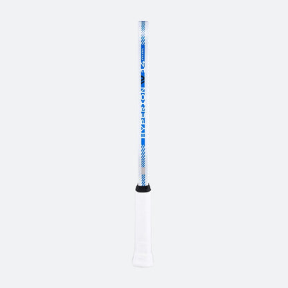 Close up image of the side of the JOOLA Ben Johns Hyperion Pro IV Pickleball Paddle. Image shows the blue and white Hyperion Pro IV logo on the paddles edge guard. 14mm.