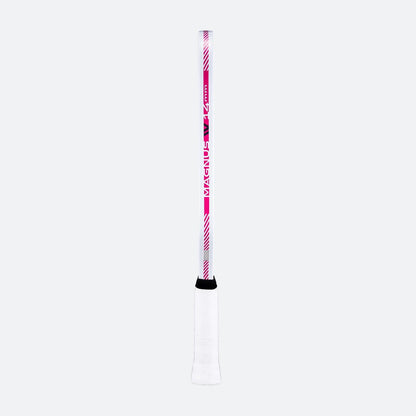 White background, side view of the pink and white edge guard design on the JOOLA Tyson McGuffin Pro IV Pickleball Paddle.