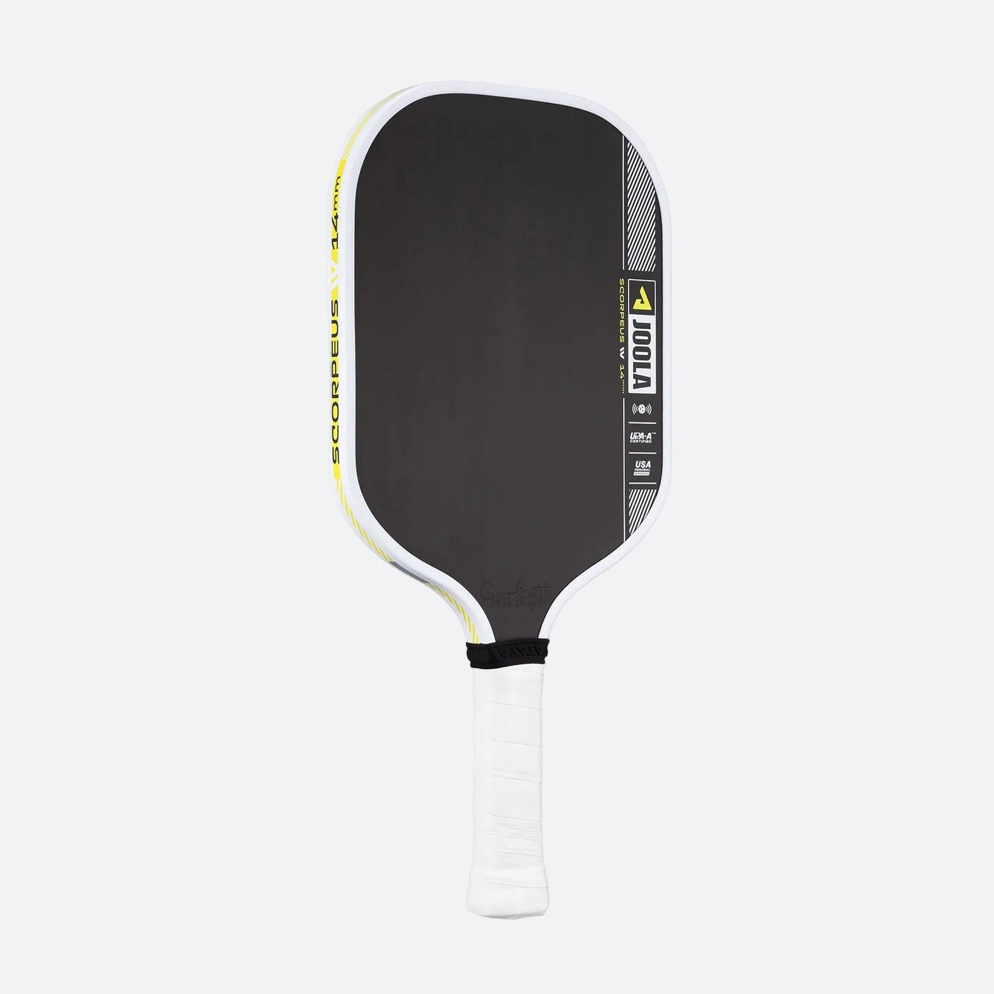 White background, product image of the JOOLA Anna Bright Scorpeus Pro IV Pickleball Paddle, 14mm.