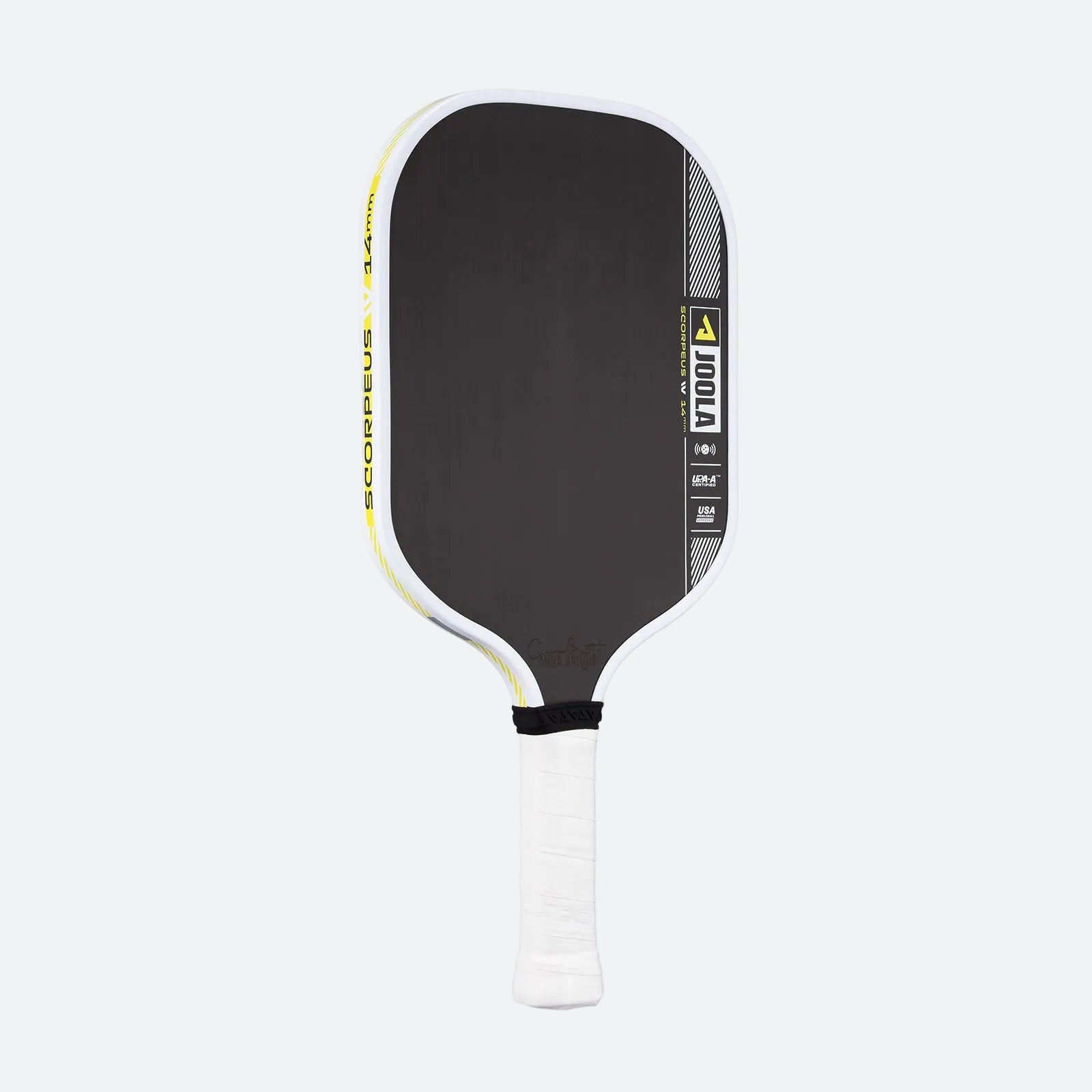White background, product image of the JOOLA Anna Bright Scorpeus Pro IV Pickleball Paddle, 14mm.