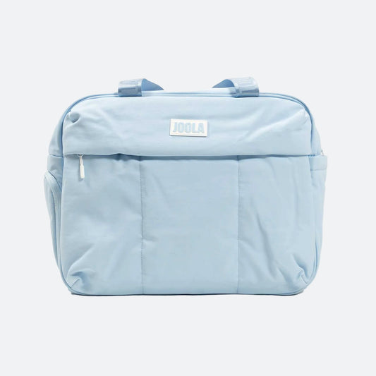 Light blue backpack with a visible JOOLA logo on a white background