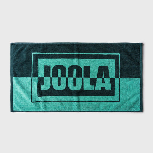 White background, product image of the JOOLA green wordmark towel.