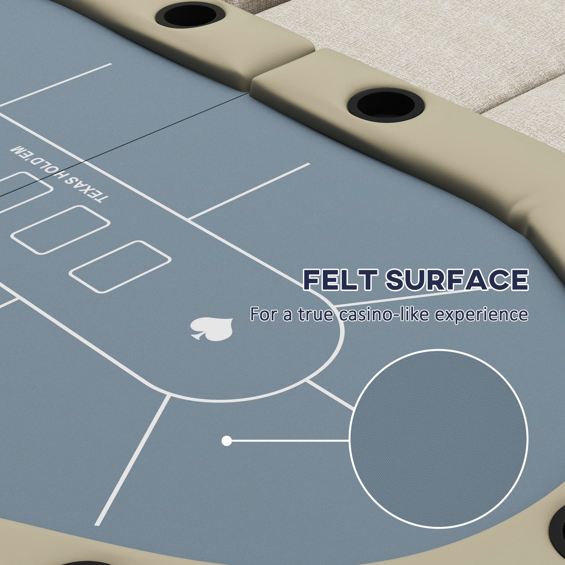 Folding Poker Table for 8 Players, 70" Oval w/ Cup Holders